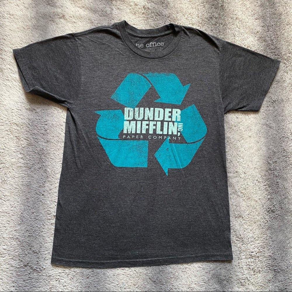 Dunder Mifflin Recycle Tee Mens Small Grey Green